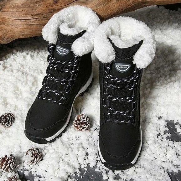 Women Anti-slip Fur Warm Waterproof Snow Boots Mid Calf - Boots BootiesShoesbest winter bootsbest winter boots for womenboot with the fur