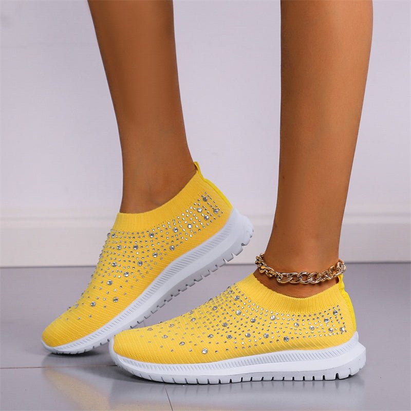 Rhinestone Breathable Slip-on Shoes for Women - Boots BootiesShoesbest shoes for nursesbest walking shoes for womenblack nursing shoes