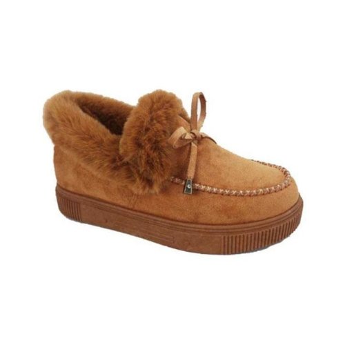 Slip On Warm Flat Shoes For Women - Boots BootiesShoesboot with the furfaux fur bootsfur boots