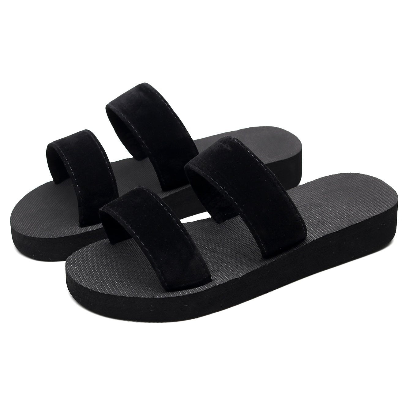 Velvet Straps Slippers - Boots BootiesShoesFlat Sandalsladies sandalsnon slip shoes