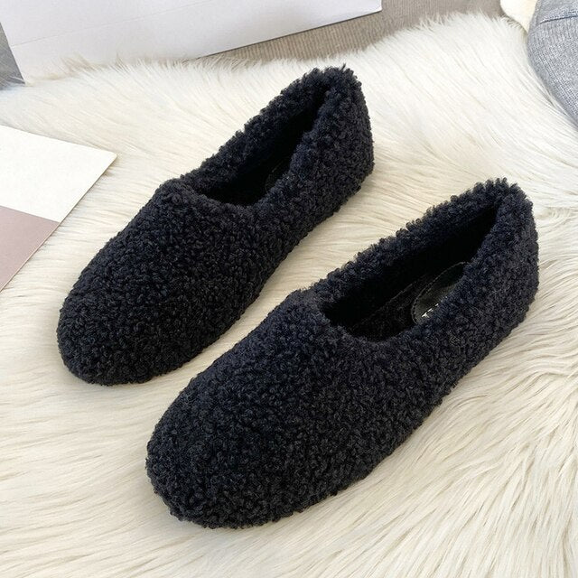 Warm Slip On Flats For Women - Boots BootiesLoaferflat loafers womensflat shoesfur flat