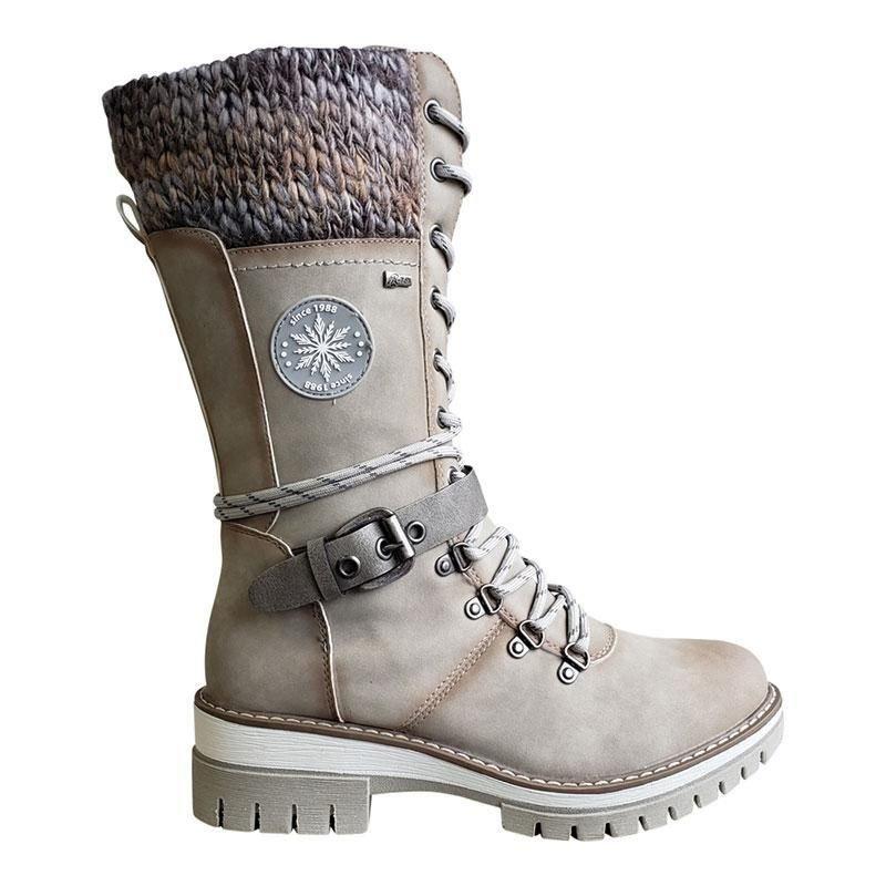 Women Buckle Lace Knitted Mid-calf Boots - Boots BootiesShoesbest winter bootsbest winter boots for womengirls winter boots