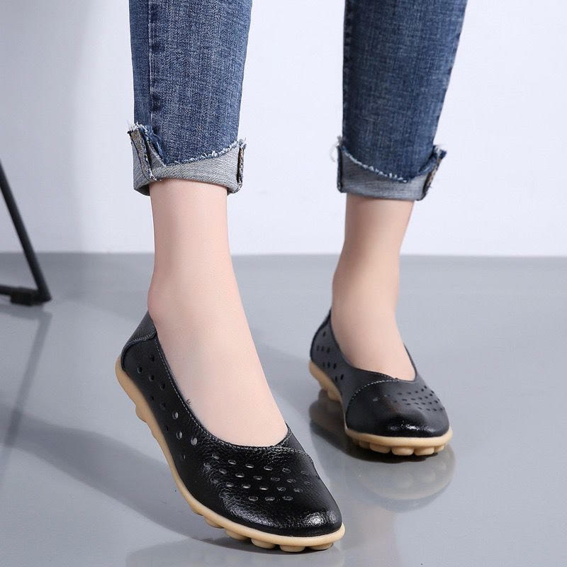 Women's Flat Comfortable Soft Leather Shoes - Boots BootiesShoesblack platform loafersflat loafers womensloafer