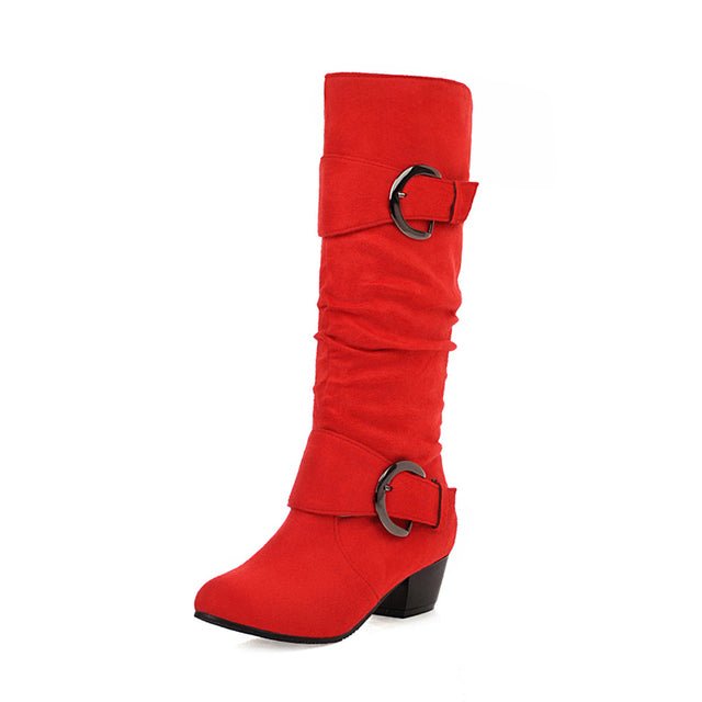 Women's Low Heel Mid Calf Slouch Boots - Boots BootiesShoesbest winter bootsbest winter boots for womengirls winter boots